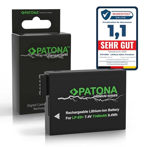 PATONA Premium LP E8+ Batería 1140mAh Compatible con Canon EOS 550D 600D 650D 700D Rebel T2i T3i T4i T5i Kiss X4 X5 X6i X7i Battery Pack LPE8 LP E8 LPE 8