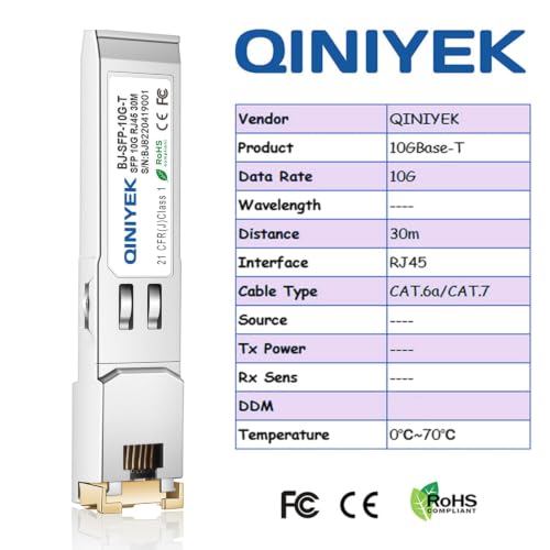 Image of [2 Pack]1.25 /2.5 /5 /10G SFP+ to RJ45 Transceiver, Copper SFP+ Module, Cat.6a /7, up to 30m, for Cisco SFP-10G-T-S, MikroTik S+RJ10, Ubiquiti UF-RJ45-10G, Netgear AXM765, Netgear, TP-Link, Fortinet