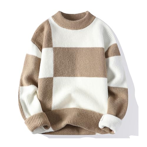 Mens Pullover Sweater Fashion Knitted Crewneck Striped Pullover Sweater Soft Warm Color Block Sweaters Funky Clothes3