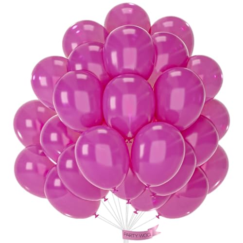 Image of PartyWoo Hot Pink Balloons 50 pcs 12 Inch Pearl Magenta Fuchsia Dark Pink Latex Helium Balloons for Valentine's Day Baby Shower Bachelorette Bridal Shower Birthday Party Decorations Pink-Z308