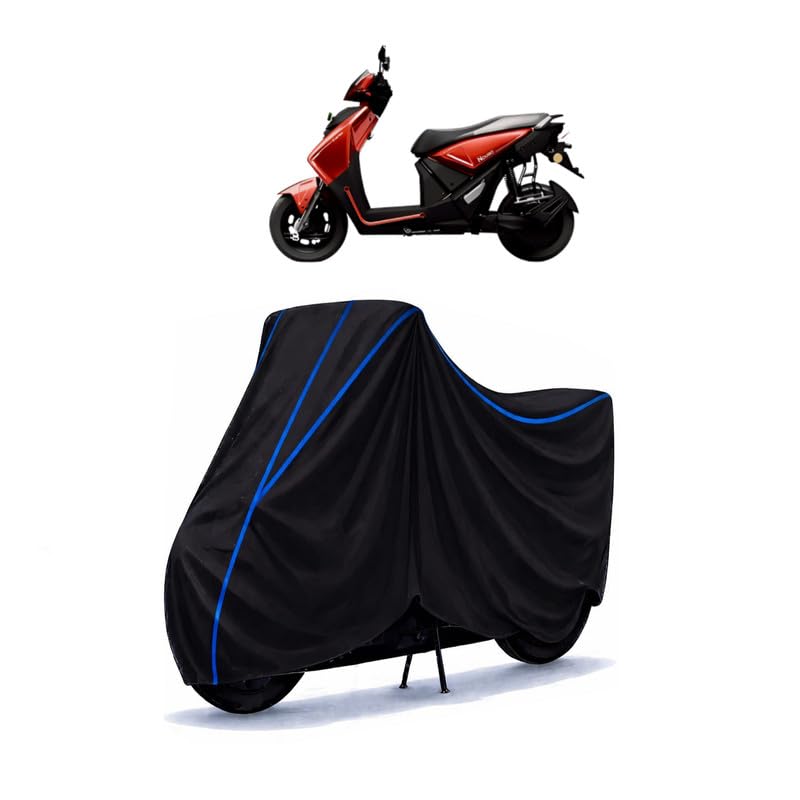 Image of Scooty Cover Water Resistant for Deltic Legion LFP | Universal Scooter & Bike Cover | Heavy Duty UV Dust, Rain & Scratch Protection | Elastic Fit All Weather Indoor Outdoor | Black with Blue Piping