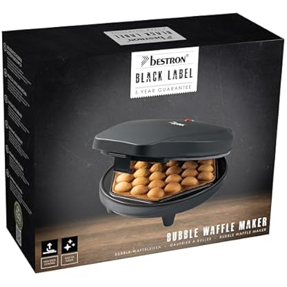 Bestron Bubble-Waffeleisen, Waffelmaker für Bubble Waffeln zum Befüllen mit Eis, Schokolade oder Obst, mit Backampel & Antihaftbeschichtung, 700 Watt, Farbe: Mattschwarz – Bild 4