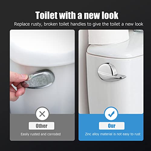 Image of Toilet Handle Side Mount, Universal Side Mount Toilet Copper Flush Lever Handle Repair Replacement Kit for TOTO Kohler Toilet Tank, 2-Pack Copper Lever