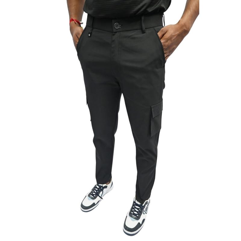 rv royal Men's Cross+2 Side Cargo Pocket Design Formal Trouser Pants Stylish Slim Fit Office Wear with Utility Pockets-picture-58