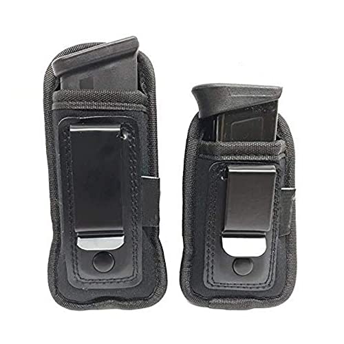 TacX Pro Gear Universal IWB Pistol Mag Pouch | Inside The Waistband Magazine Holder | Single and Double Stack Magazine Concealment Holsters for 9mm/.40/.45/.380 (2 Pack - Large & Small)