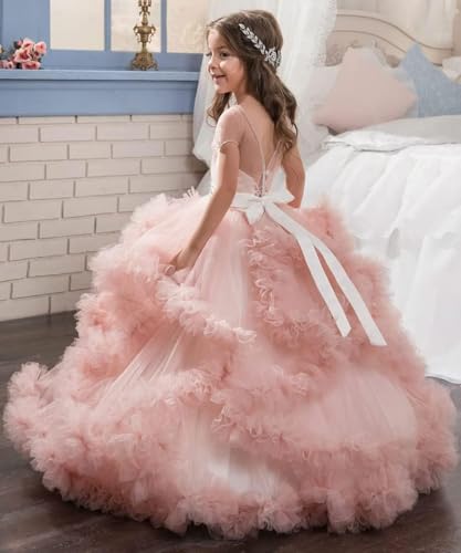 Girls Luxury Pageant Dresses Princess Prom Ball Gown Flower Girl Dress Ruffles Tulle Beaded Prom Party Birthday Gowns3
