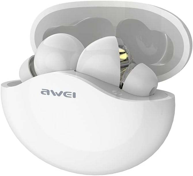 AWEI TWS T12 Earbuds inside their charging case