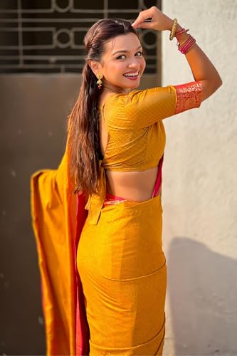 Image of SGF11 Women's Kanjivaram Pure Soft Silk Designer Saree With Blouse Piece