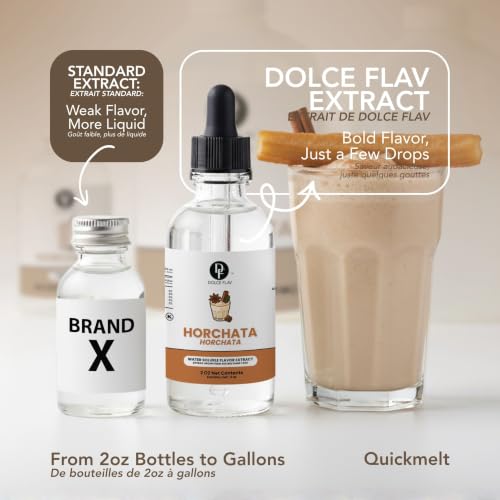 Image of Dolce Flav Natural Horchata Extract, Water Soluble - 2 oz | Authentic Cinnamon Rice Flavoring for Baking, Desserts, Beverages & Syrups - Sugar Free, Kosher, Allergen Free