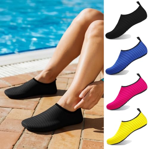 Scarpe da acqua da donna e uomo, a piedi nudi, ad asciugatura rapida, per spiaggia, nuoto, piscina, yoga, campeggio, crociera, surf, sport, nero, 6-7 Women/5-6 Men