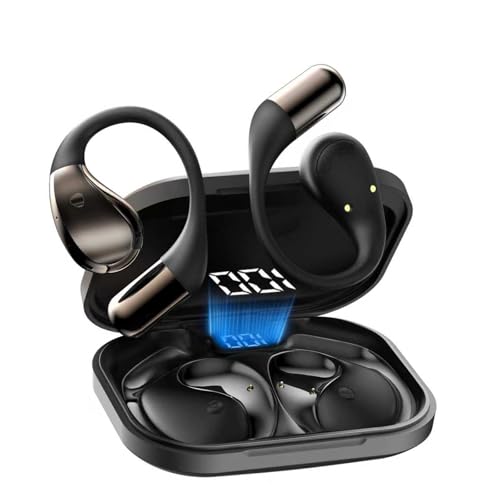 Conyat Mini Open-Ear Kopfhörer, Verstellbare Ohrhaken Kopfhörer Kabellos, 40H kopfhörer Sport, Schwarz