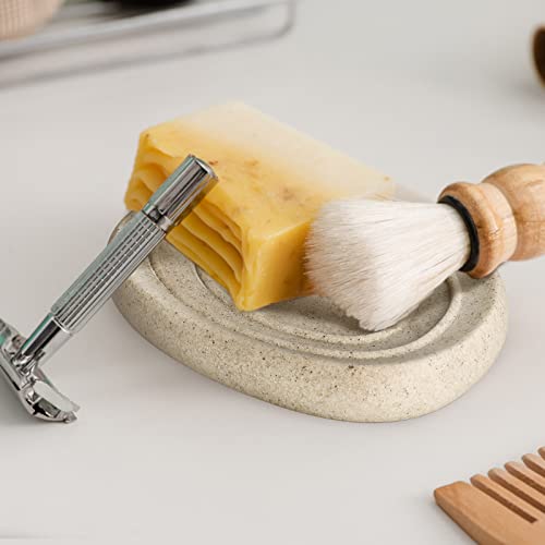 Soap Dish, Resin Bar Soap Holder Oval Soap Sponge Tray Soap Case Box Saver For Bathroom Shower Kitchen Sink- Beige #TOP6