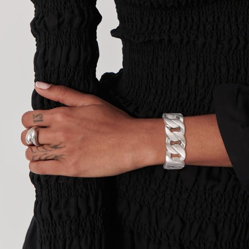 HZMAN Chunky Cuban Chain Cuff Bracelets for Women 24.5mm Wide Thick Bangle Bracelet Hip Hop Open Hinge Wrist Cuff Bracelet Jewelry Gift2