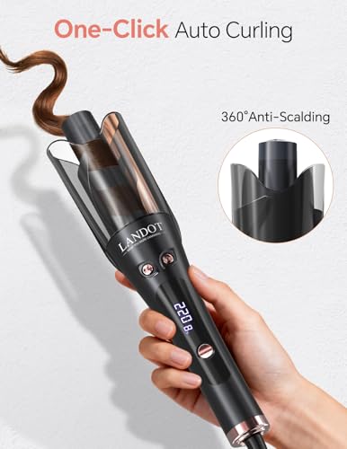 LANDOT Automatic Rotating Curling Iron 1-Inch - Versatile Styling for Salon Waves, Curls & Spirals | 8 Temp Settings & Anti-Scald Design for All Hair Types | Perfect for Daily Use & Beginners - Image 3