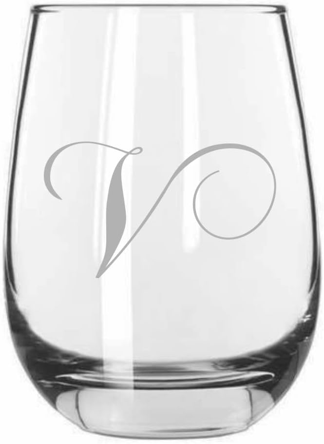 L Chopin Monogrammed Etched 15.25oz Stemless Wine Glass