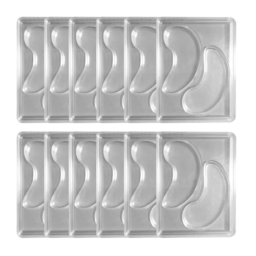Fabricante de parches para ojos – Moldes de parche de ojeras de bricolaje transparente, bandeja reutilizable de 12/24 piezas para parches caseros | Molde de máscara ocular flexible para almohadillas