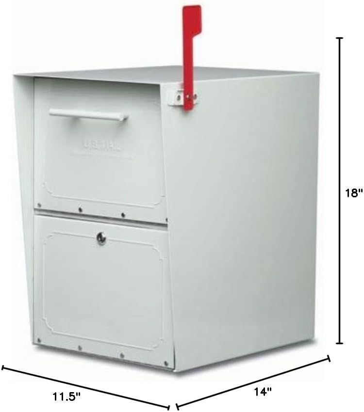 Architectural Mailboxes Oasis Classic Stainless Steel, Locking, Post Mount Parcel Mailbox, Pearl Grey, 6200G-06