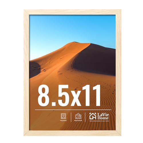 Image of LaVie Home 8.5x11 Picture Frame for Wall Display, 8.5x11 Oak Picture Frame with HD Plexiglas, 8.5 x 11 Poster Frame 1 Pack, Display Frame for Vertical or Horizontal, Classic Collection
