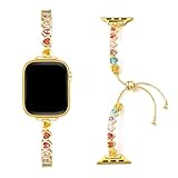 WHIMVOY Rainbow Love - Cinturino per orologio da donna, in metallo, con cuore in rame, compatibile con Apple Watch 38/40/41/42/44/45/46/49 mm Ultra SE, cinturino elegante