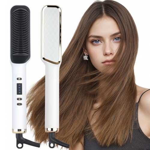 Cepillo alisador de cabello blanco con ion negativo miniatura 1
