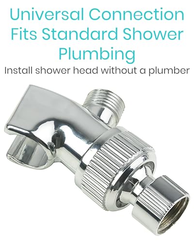 Vive Hand Held Shower Head with Long Hose - Detachable 2 in 1 Universal High Pressure Handheld Adapter - Chrome Finish with Large Waterfall Rainfall (‎Chrome)