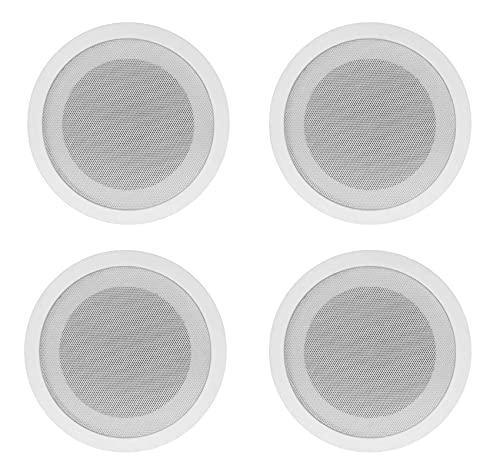 Rockville CCL5T White 70V 5' Commercial Ceiling Speakers 4-Pack for Office