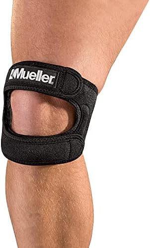 Mueller Sports Medicine Adjustable Max Knee Strap, Patella Tendon Support, for Men and Women, Black, One Size (Pack of 1)