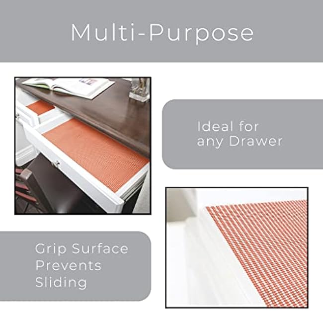 Smart Design Classic Grip Shelf Liner - 12 Inch x 10 Feet - Non Adhesive - Coral Orange