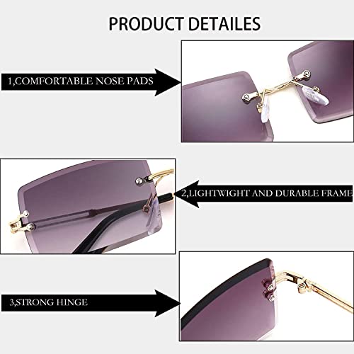 Image of Rectangle Sunglasses for Women Men Fashion Retro Rimless Frameless Tinted Lens Sun Glasses Shades 2026 Stylish