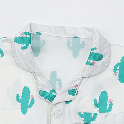 Boys Girls Satin 𝐏ajamas Set Button Short Sleeve Shorts Pants 𝐂actus Sl𝐞epwear 2Pcs Summer Cute Silk 𝐏js Loung𝐞wear2