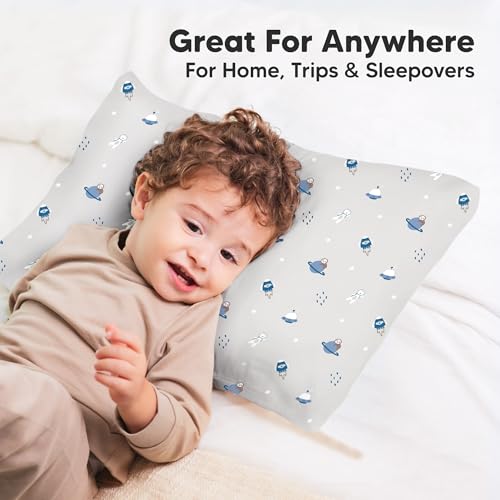 Image of KeaBabies Toddler Pillowcase 13x18 Organic Cotton Cover (Cosmo) | Standard Toddler Pillowcase for Kids, Boys Girls, Soft, Durable Cotton Cover for Miniature Sleepy Pillow Cute Color No Pillow