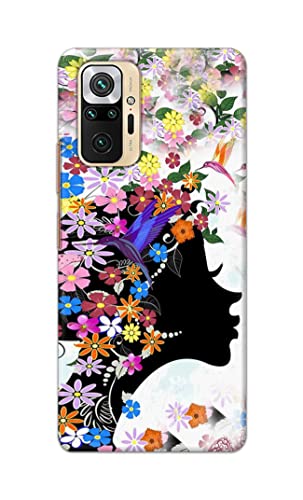 Image of Printed Hard Back Cover Case for Mi Redmi Note 10 Pro | Mi Redmi Note 10 Pro Max Back Cover (Floral Hairstyle Girl) -1803