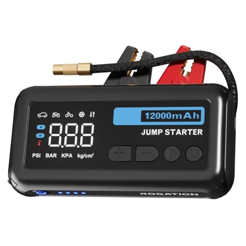 Image of Jump Starter with 150PSI Air Compressor, 2500A Peak 12V Booster, 12000mAh Portable Car Battery Jump Starter, Up to 10L Gas /8L Diesel Engines, 33W Bidirectional Fast Charging Power Bank-Black