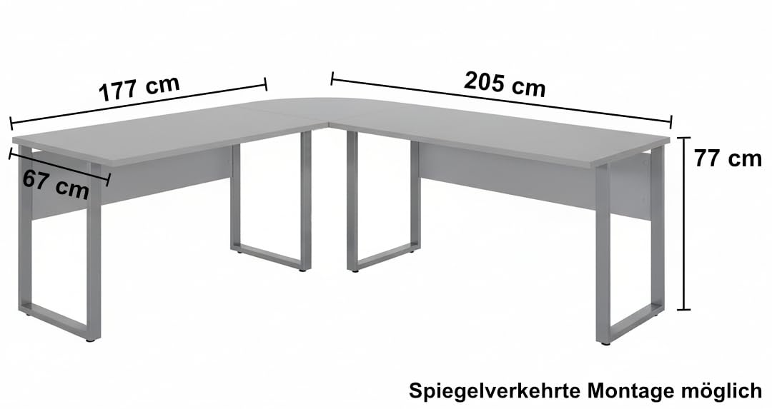 TABOR PRO 1 Büromöbel-Set Schreibtisch Aktenschränke lichtgrau anthrazit Hochglanz