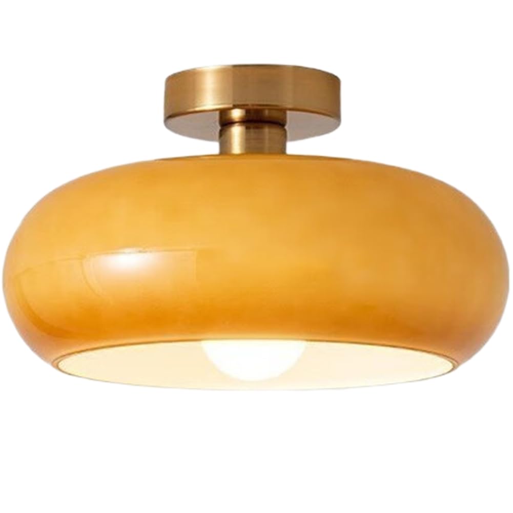 Luminaires suspendus en verre vintage orange, plafonniers LED pour cuisine