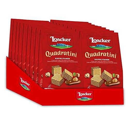 Image of Loacker Quadratini Napolitaner(Hazelnut) - 125g, Italy (Pack of 18)