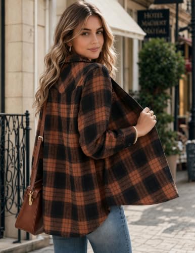 Image of Zeagoo Flannel Shirt Women Plaid Button Down Shackets Long Sleeve Fall Tops | Cotton Brushed Flannel Shirts Lightweight Loose Fit Blouse Business Casual Office Outfits 2026 Fashion Summer Western Clothes
