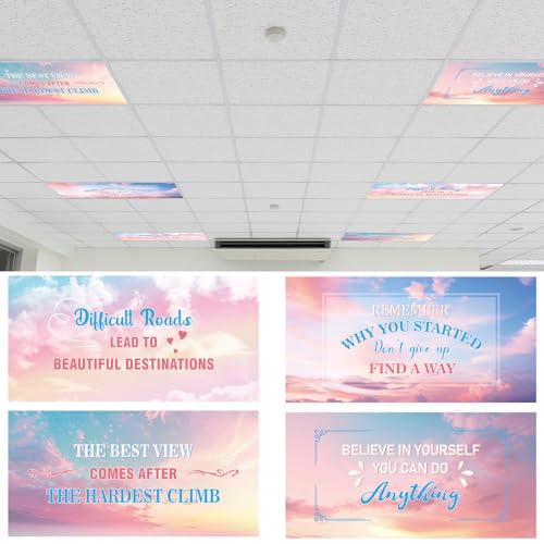 Image of VIHOSE 4 Pcs Fluorescent Light Covers for Ceiling Lights 4 x 2 ft Motivational Magnetic Light Covers Inspirational Classroom Filters for Classroom Office Home Kitchen(Sunset)