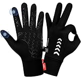 TMANI Fahrradhandschuhe Herren Damen Winddichte und Wasserabweisende Handrücken Handschuhe Touchscreen, rutschfeste Warme Winterhandschuhe zum Laufen Radfahren Wandern