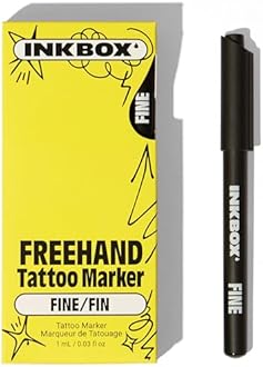 Inkbox Freehand Tattoo Marker – Fine Tip, Lasts up to 10 days, For All Skin Tones, Water-Resistant, Cruelty-Free & Vegan | Long-Lasting Temporary Tattoo Pen, All Artists Skill Levels -1 Count