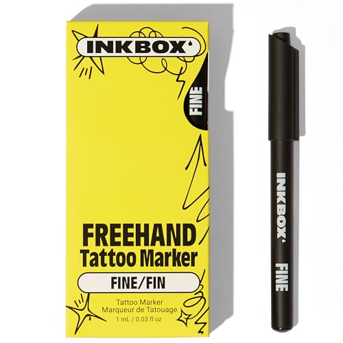 Inkbox Freehand Tattoo Marker – Fine Tip, Lasts up to 10 days, For All Skin Tones, Water-Resistant, Cruelty-Free & Vegan | Long-Lasting Temporary Tattoo Pen, All Artists Skill Levels -1 Count