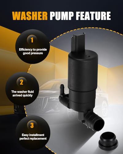 Image of ROADFAR Front Windshield Washer Pump Compatible for Nissan 2004-2015 | Fit For Nissan For Frontier 2009-2015|For Nissan For TITAN 2004-2015|OEM:289207S200|377150|28920-7S200|with Grommet