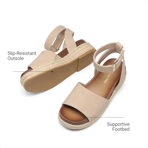 Image of DREAM PAIRS Girls Platform Wedge Open Toe Espadrille Sandals with Buckle Ankle Strap for Little Kid /Big Kid
