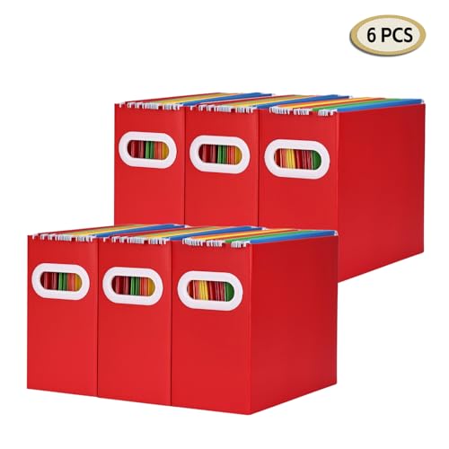HUAPRINT File Organiser,Red File Box,Pack of 6, Red6