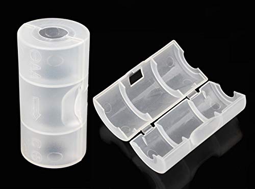 YXQ 16Pcs AA to C Size Battery Adapter Converter Case Spacers Holder Transparent Plastic Protective Container