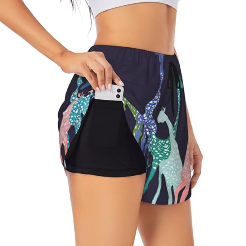 Short de sport femme girafe colorée pour bouger avec confort
