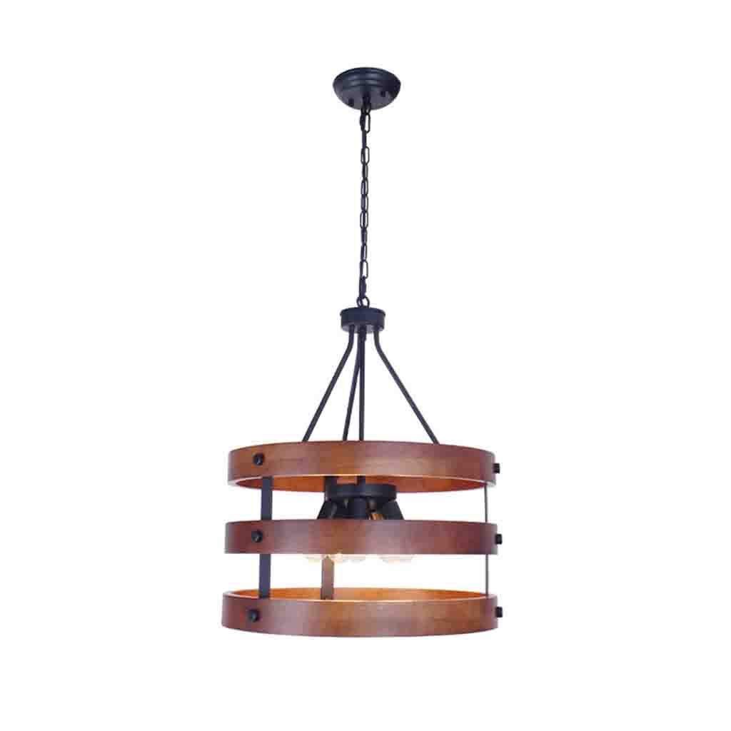 Lustre en Bois Massif Style Industriel pour Salon et Restaurant Rétro Loft
