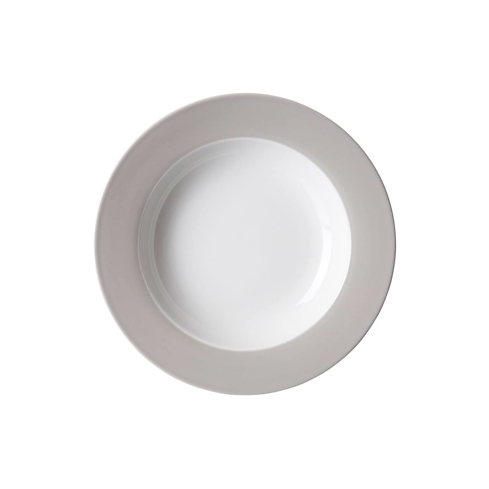 Ritzenhoff & Breker Doppio Suppenteller, 6er Set, Teller tief mit farbigem Rand, Essteller, Porzellan, Grau, Ø 22 cm, 576863