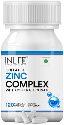 INLIFE Zinc Picolinate with Copper Gluconate Complex, 120 Veg Capsules