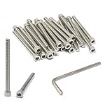 iexcell 20 Pcs 1/4-20 x 3 Stainless Steel 304 Hex Socket Head Cap Screws Bolts Kit